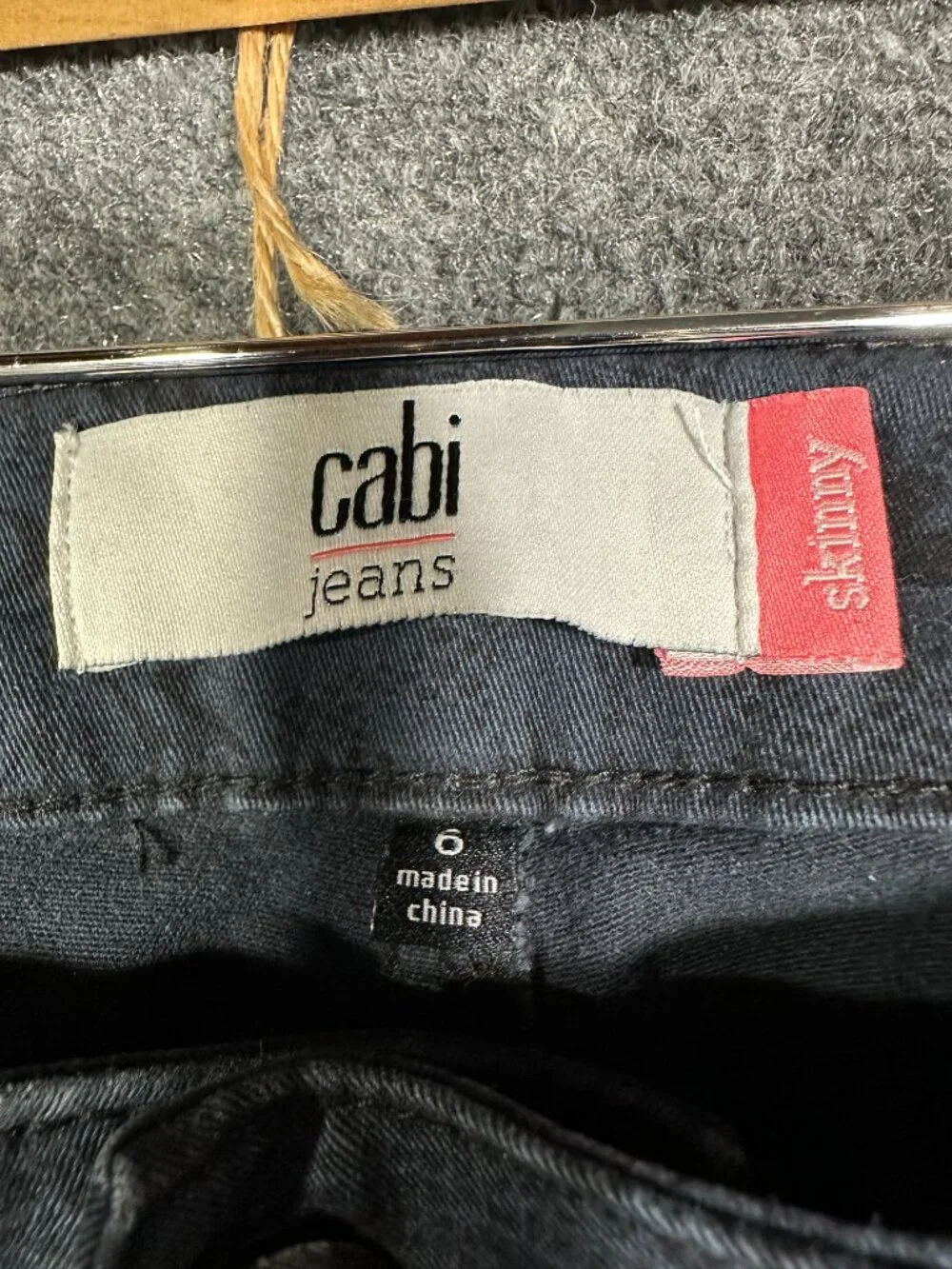 CAbi 3195 Jeans Womens 6 Lace Print Skinny Blue Cotton Stretch Pockets